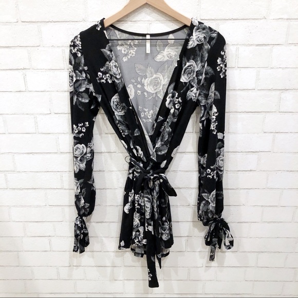 SAGE Floral Romper Waist Tie V Neck - Picture 2 of 8